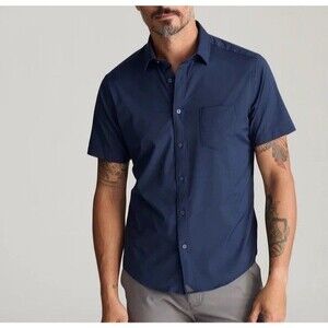 UNTUCKit Gironde Performance Shirt Navy Men XL Short Sleeve Stretch ButtonUp EUC